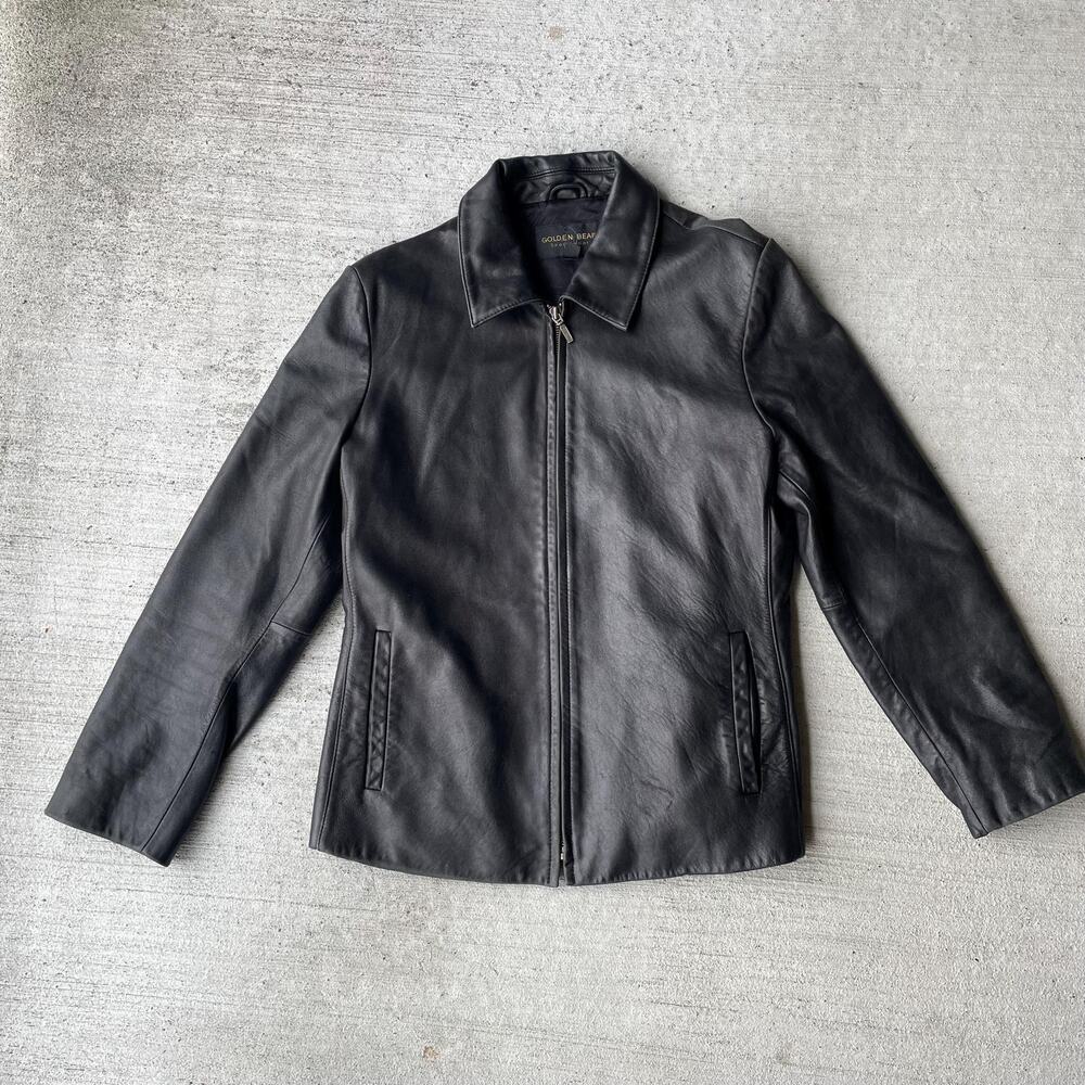 90s vintage black leather jacket miniamlist it girl downtown girl